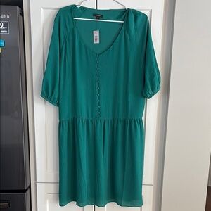 Teal Button-Front Dress